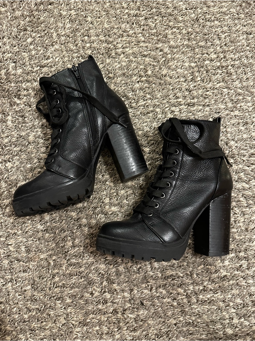 Steve Madden Black Chunky Lace-Up Platform Ankle Boots